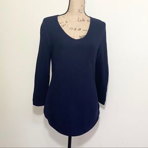 Talbots womens navy blue vneck ribbed knit sweater